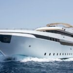 A,Large,Luxury,Private,Motor,Yacht,Under,Way,Sailing,On